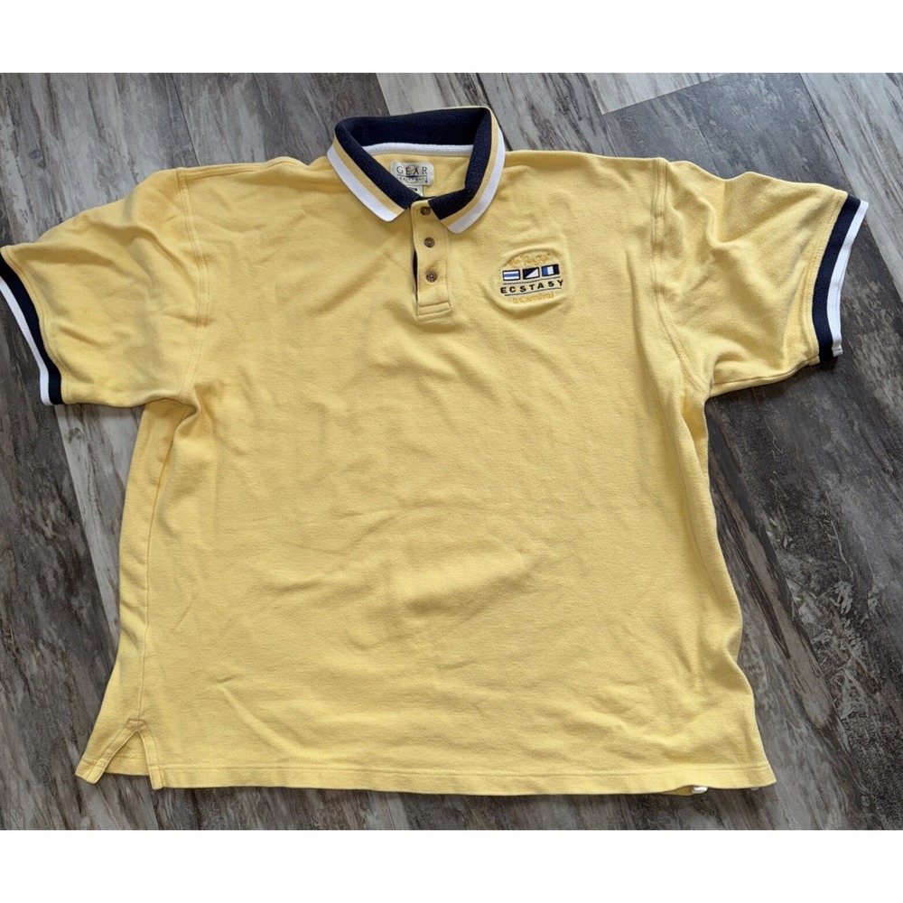 Carnival Ecstasy Cruise Shirt Polo Men's XXL Short Sleeve Ship Caribbean Yellow